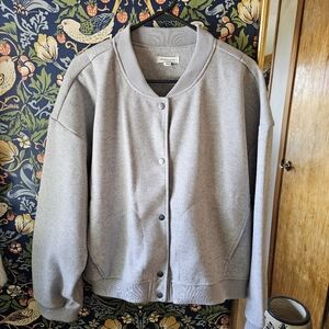 Women's Gray Cropped Bomber Jacket